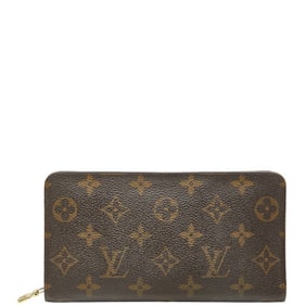 Louis Vuitton Monogram Porte Monnaie Zip-Around Long Wallet M61727 Brown Leather Women's LOUIS