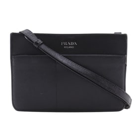 Prada Mini Shoulder Bag, Saffiano, Black, Snap Button, Unisex