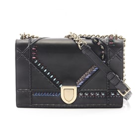Christian Dior DIORAMA Diorama Shoulder Bag Leather Women's Black Multicolor