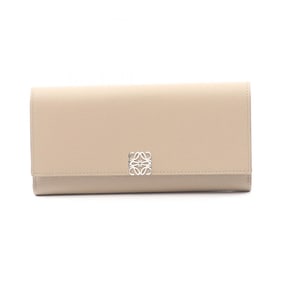 LOEWE Anagram Continental Bifold Long Wallet, Leather, Women's, Beige