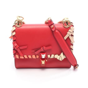 Fendi MINI KAN I shoulder bag in leather, red and multicolor, women's, 8M0381
