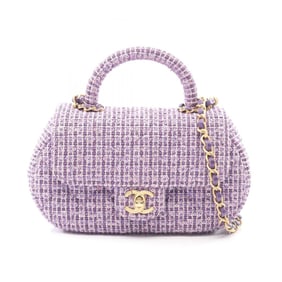 Chanel Matelasse top handle shoulder bag, fabric, women's, purple