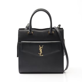 Yves Saint Laurent Saint Laurent Paris Uptown Tote Small Handbag, Leather, Women's, Black, 561203