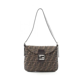 Fendi shoulder bag, canvas and leather, women's, brown