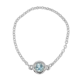 Tiffany & Co. By the Yard Men's Ring, Size 17, 925 Sterling Silver with Blue Aquamarine, Approx.