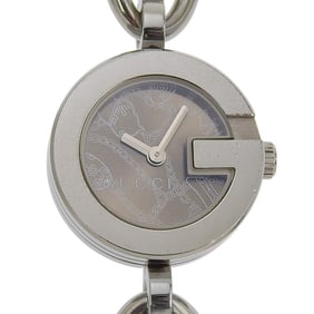Gucci G Charm Watch 107 Stainless Steel Quartz Analog Display Brown Dial Women's