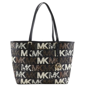 Michael Kors Jet Set Travel Tote Bag, Graphic Logo, 35F1GTVT2L, PVC, Black, A4 Size, Open, Women's