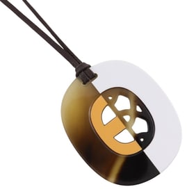 Hermes Hermès Remix Fidelift Necklace, Buffalo Horn, Brown/White, Approx. 20g, Women's