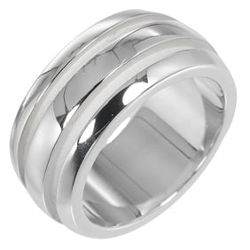 Tiffany & Co. Atlas Grooved Double Line Ring, size 11.5, sterling silver, approximately 9.53g,