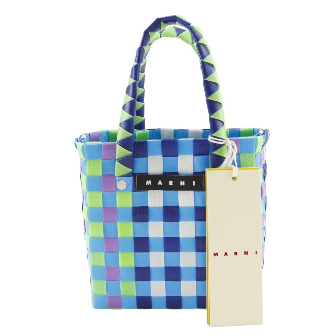 MARNI Woven Micro Basket Handbag, MW55F, Polypropylene, Blue/Multicolor, Open, Women's: --- Catalog ---Category: SizeSize (HxWxD): 15cm x 14cm x 9cm / 5.9'' x 5.51'' x 3.54''Category: DesignType: Basket, HandbagColor: Blue, Multi-colorGender: WomenMaterial: Polypropylene Category: Genera