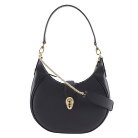 BVLGARI Serpenti Ellipse Half Moon Shoulder Bag (291953) in Black Leather with Magnetic closure for