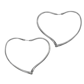 Tiffany Open Heart Large Hoop Earrings, 925 Sterling Silver, Approx. 11g