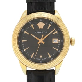 Versace IAQ SS Black Dial Quartz Watch 0648 VERSACE