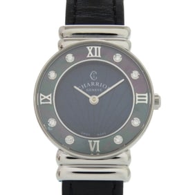 Unused Charriol 028SBD1.361.574 Stainless Steel Leather Navy Quartz Wristwatch 1432 CHARRIOL