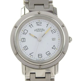 Hermès Clipper Watch CL3.410 Stainless Steel Quartz Analog Display White Dial Women's