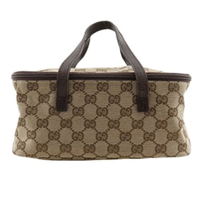 Gucci Vanity Handbag 124540, Beige GG Canvas with Double Zipper, Women's