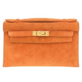 Hermès Pochette Kelly Dobris Orange ?I Stamp (Made in 2005) Gold Hardware Clutch Bag Handbag 0827