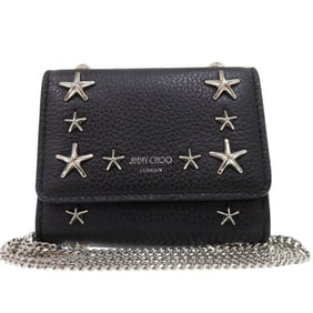Jimmy Choo 2-Way Star Stud Card Case, Crossbody/Shoulder Bag, Leather, Black, 1043
