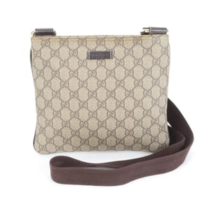 Gucci GG Supreme 201538 Leather Messenger Shoulder Bag Brown Men's