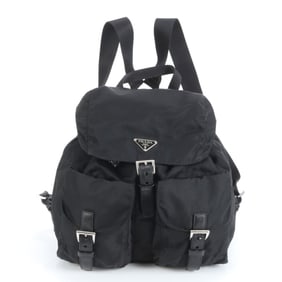 Prada Tessuto nylon triangle logo leather backpack shoulder bag for women