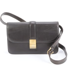 Celine Triomphe hardware leather shoulder bag crossbody brown women's