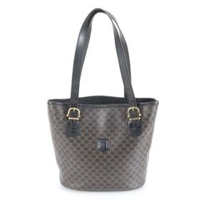 Celine Macadam Leather Tote Bag Shoulder Handbag Black Women's