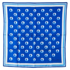 Christian Dior Dior logo scarf, blue and white silk, women's,