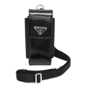 Prada Triangle Logo Phone Pouch Men,Women Leather Pouch Black