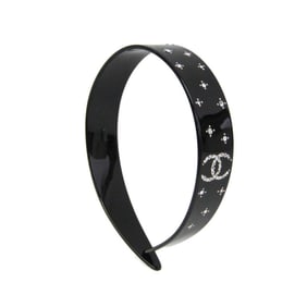 Chanel Coco Mark Rhinestone Plastic,Rhinestone Women's Alice Band Black