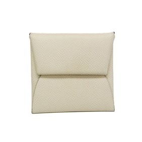 Hermes Bastia Verso Men,Women Epsom Leather Coin Purse/coin Case Beige,White