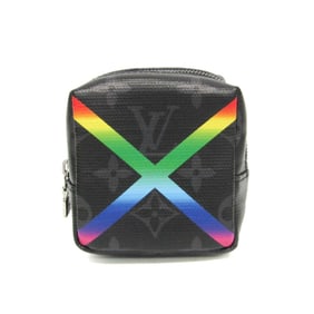Louis Vuitton Monogram Eclipse Square Pouch Monogram Shiny Rainbow MP2467 Men's Pouch Black,Monogram