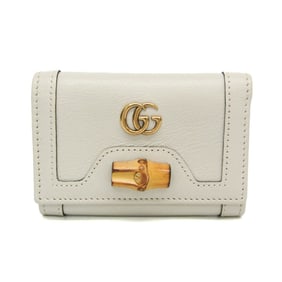 Gucci Bamboo Diana Compact Wallet 658633 Women's Leather Wallet (tri-fold) Off-white