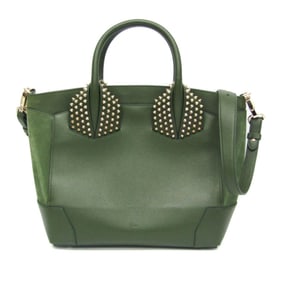 Christian Louboutin ELOISE LARGE 3165009 Women's Leather,Suede Studded Handbag,Shoulder Bag Green