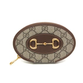 Gucci GG Supreme Horsebit 1955 622040 Women's Leather,PVC Coin Purse/coin Case Beige,Brown