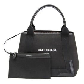 Balenciaga Navy Cabas S Leopard Print 339933 Women's Canvas,Leather Handbag Black,Brown