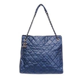 Chanel Matelasse Chain Shoulder Tote A6729417316037 Women's Grained Calfskin Tote Bag Blue