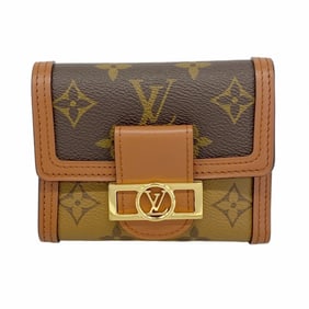 Louis Vuitton Monogram Reverse Portefeuille Dauphine Compact Tri-fold Wallet M68725 Brown Women's