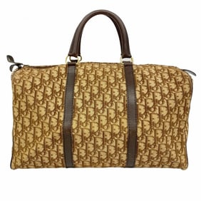 Christian Dior Trotter Canvas Boston Bag, Brown, Men's and Women's