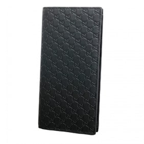 Gucci Micro Guccissima Wallet/Long Billfold 449245 Leather Black Men's