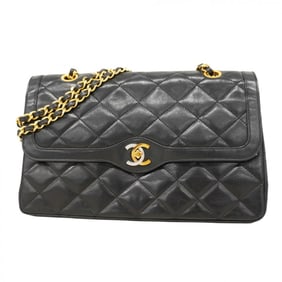 Chanel Matelasse Shoulder Bag, Paris Limited Edition, Double Flap, Chain, Lambskin, Black, Gold,