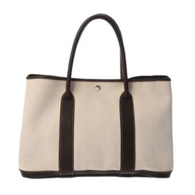 HERMES Garden Party PM Maroon H Stamp (circa 2004) Men's/Women's Toile Handbag, B-Rank, Pre-Owned,