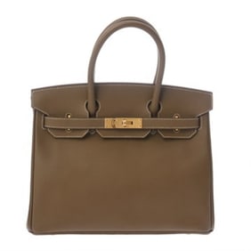 HERMES Birkin 30 Etoupe C Stamp (circa 2018) Women's Epsom Leather Handbag, A Rank, Pre-owned, Ginzo