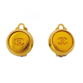 Chanel Coco Mark Circle Earrings, GP Plated Gold for Women