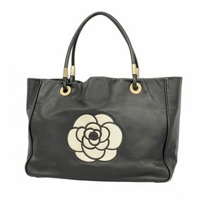Chanel Camellia Tote Bag in Black Lambskin and Champagne for Women