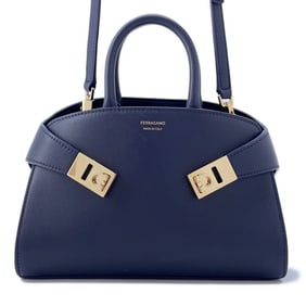 Salvatore Ferragamo Ferragamo Hug XS calfskin handbag, 215975, navy.