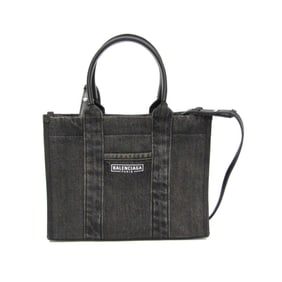 Balenciaga Hardware Small Tote Bag 671402 Men,Women Denim,Leather Handbag,Shoulder Bag Black