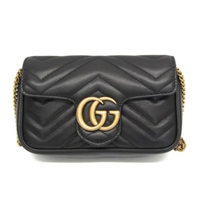 Gucci GG Marmont Quilted Leather Super Mini Bag 476433 Women's Leather Shoulder Bag Black