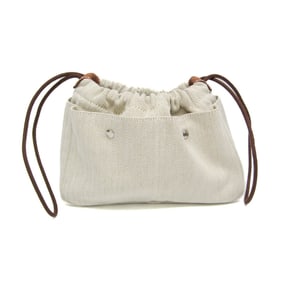 Hermes Fourbi 20 Women's Toile Chevron,Barenia Leather Pouch Fauve,Natural