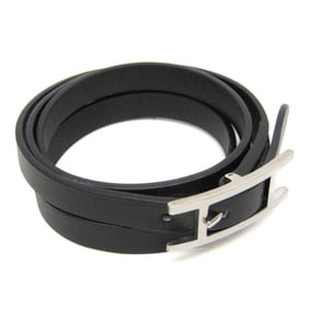 Hermes Hapi 4-row Bracelet Choker Leather,Metal Bangle Silver,Black