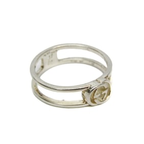 Gucci Interlocking G Thin Open Band 298036 J8400 8106 Silver 925 Fashion Band Ring Silver